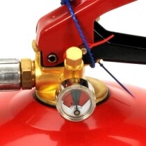 The Gloria fire extinguisher has an easy to read pressure gauge