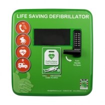 Polycarbonate Outdoor Defibrillator Cabinet with Code Lock, Heating and Light - Green