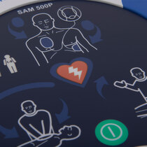 Illuminated pictorials guide rescuers through CPR and use of the AED in emergencies