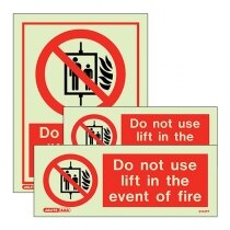 Lift prohibited fire safety sign