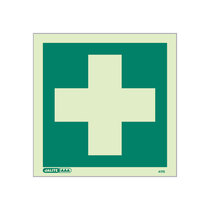 First Aid Sign, No Text, 150x150mm, Rigid PVC