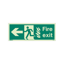 NHS Fire Exit Sign - Rigid Plastic - Left - Size K (150 x 400mm)