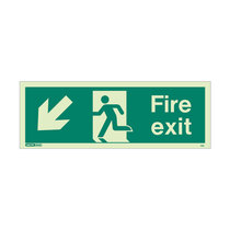 Fire Exit Sign - Rigid Plastic - Down/Left - Size J