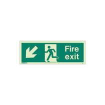 Fire Exit Sign - Rigid Plastic - Down/Left - Size T