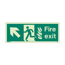 NHS Fire Exit Sign - Rigid Plastic - Up/Left - Size J (200 x 450mm)