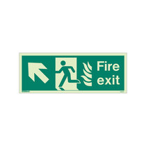 NHS Fire Exit Sign - Rigid Plastic - Up/Left  - Size K (150 x 400mm)