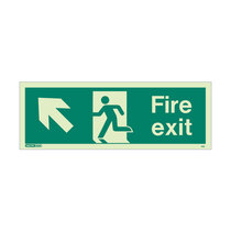 Fire Exit Sign - Rigid Plastic - Up/Left - Size J