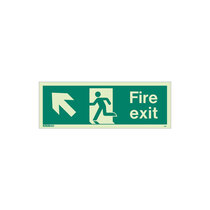 Fire Exit Sign - Rigid Plastic - Up/Left - Size T