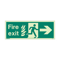 NHS Fire Exit Sign - Rigid Plastic - Right - Size J (200 x 450mm)