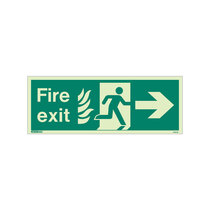 NHS Fire Exit Sign - Rigid Plastic - Right - Size K (150 x 400mm)