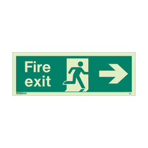 Fire Exit Sign - Rigid Plastic - Right - Size J