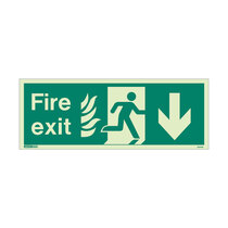 NHS Fire Exit Sign - Rigid Plastic - Down - Size J (200 x 450mm)