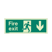 Fire Exit Sign - Rigid Plastic - Down - Size J