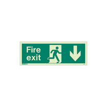 Fire Exit Sign - Rigid Plastic - Down - Size T