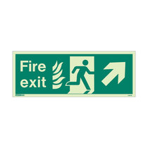 NHS Fire Exit Sign - Rigid Plastic - Up/Right - Size J (200 x 450mm)