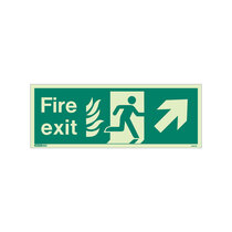 NHS Fire Exit Sign - Rigid Plastic - Up/Right - Size K (150 x 400mm)