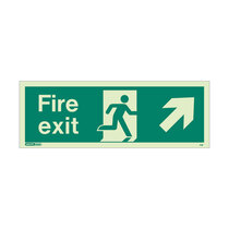 Fire Exit Sign - Rigid Plastic - Up/Right - Size J