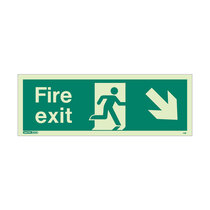 Fire Exit Sign - Rigid Plastic - Down/Right - Size J