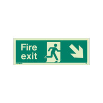 Fire Exit Sign - Rigid Plastic - Down/Right - Size K