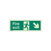 Fire Exit Sign - Rigid Plastic - Down/Right - Size T