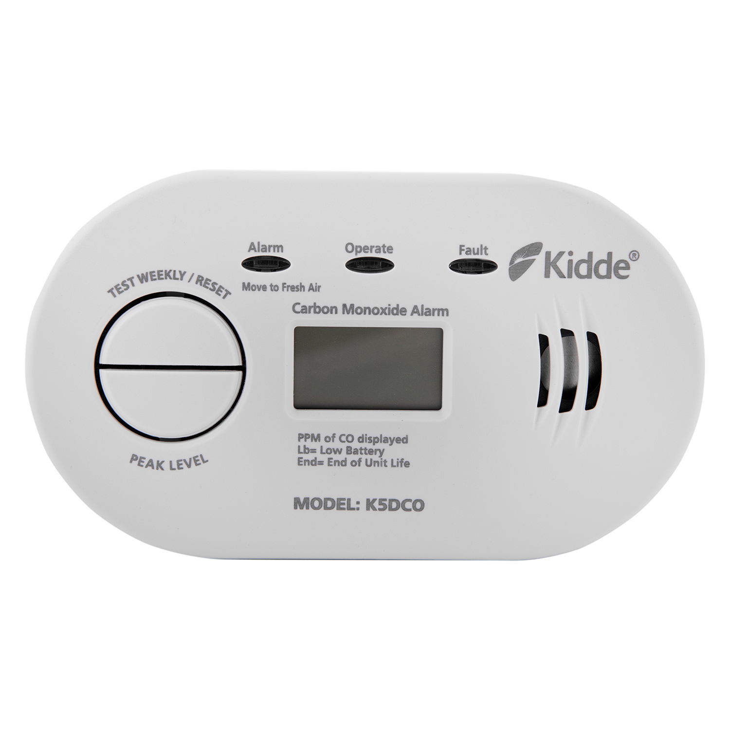 Digital Display Carbon Monoxide Alarm 10 Yr Life Kidde 5DCO