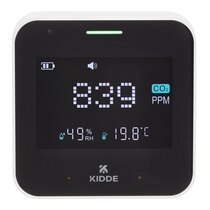 Digital display of CO2 level, temperature, and humidity