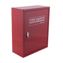 Red fire safety document cabinet for indoor use