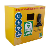 Clear viewing window to easily check the status of the defibrillator without opening the cabinet