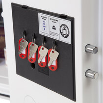 The safe features four internal key hooks for secure key storage