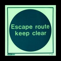 "Escape route keep clear" - photoluminescent