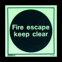 "Fire escape keep clear" - photoluminescent