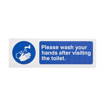 Please wash hands after visit the toilet - Landscape Sign- 300 x 100mm