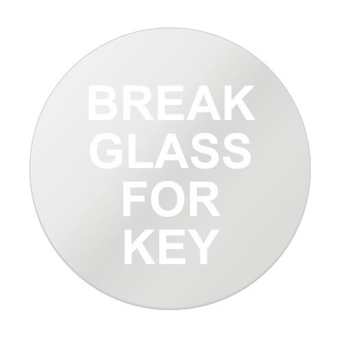 Replacement plastic "break glass" cover