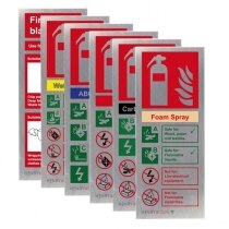 Stainless Steel Fire Extinguisher ID Signs