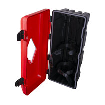 The extinguisher cabinet is 675mm high and 310mm wide