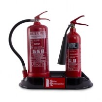 Accommodates most sizes of portable fire extinguishers