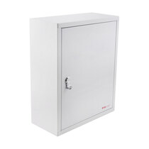 White cabinet has a blank front for you to apply custom labelling for any purpose