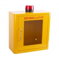 A clear vision panel to allow checking of the status of the AED