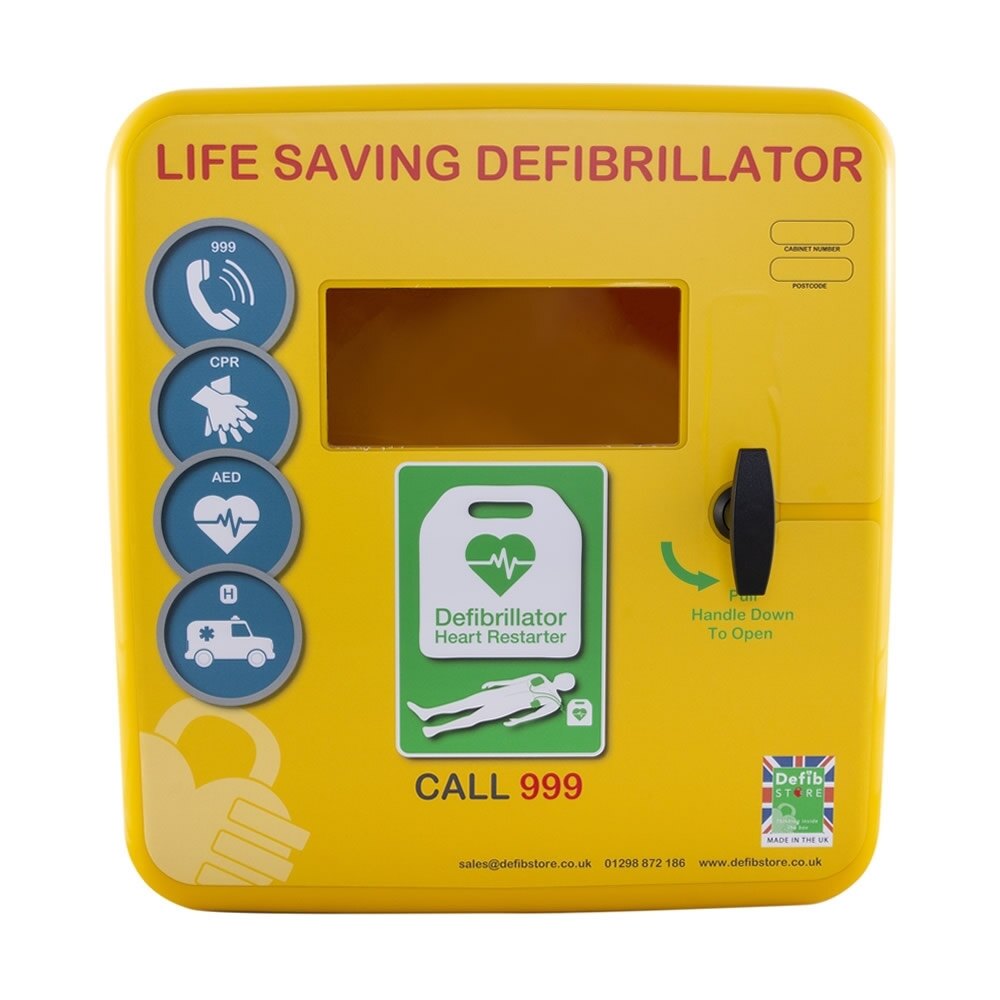 Polycarbonate Outdoor Defibrillator Cabinet with Heating System and Light - Yellow