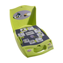 The same graphical interface and audio and visual prompts as the Zoll AED Plus