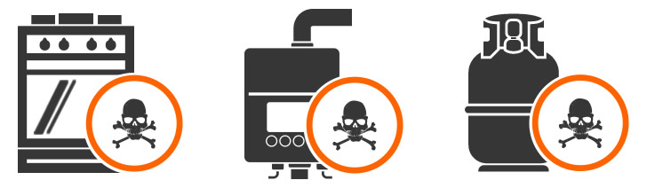 Fossil fuel appliances, including cookers, heaters and other equipment that run off bottled gas are a carbon monoxide risk
