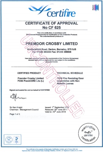 Fire Door Certificate