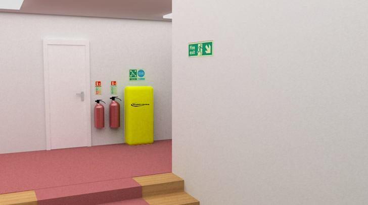 Fire extinguishers suitable for corridors and stairways