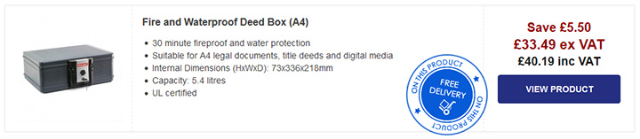 Fire and Waterproof Deed Box