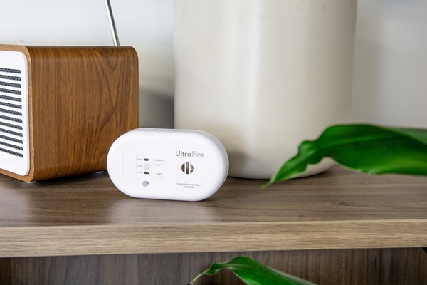 UltraFire ULLCO10 Carbon Monoxide Detector on a shelf