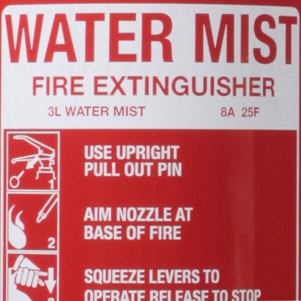 3ltr Water Mist Fire Extinguisher ESeries A and F