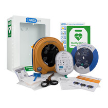 Image of the HeartSine Samaritan PAD 360P Defibrillator with Indoor Cabinet, Signage, and AED Responder Kit