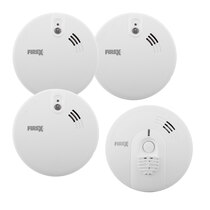 Image of the Mains Powered 3 Smoke Alarms and 1 Heat Alarm Kit with Alkaline Back-up Battery - Kidde Firex KF Series