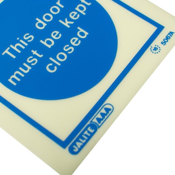Self Adhesive Photoluminescent Fire Door Signs Vinyl 100x100mm