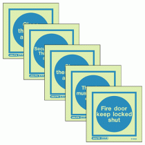 Image of the Self-Adhesive Photoluminescent Fire Door Signs - Vinyl 100x100mm